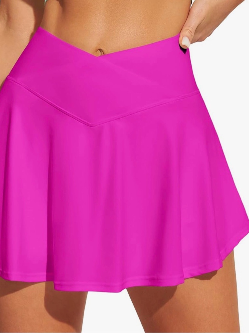 Hot Pink V-Waist Flared Swim/Tennis/Running Skort